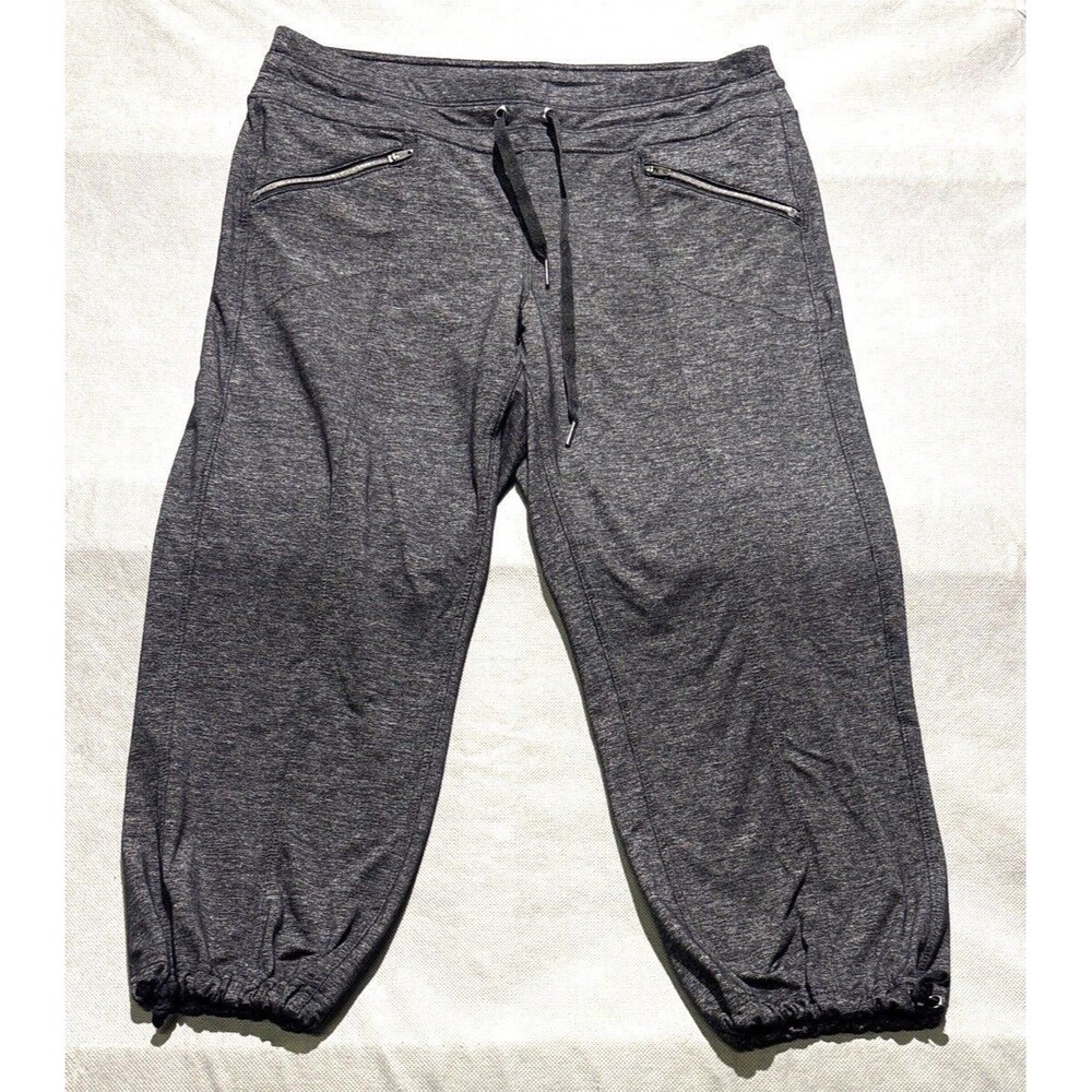 Athleta Womens Gray Joggers With Zipper Pockets & Drawstring Waist Medium Nylon